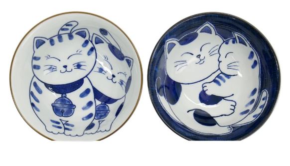 Tokyo Design Studio Kawaii Neko Bowl 2pc With Chopsticks - Twin Cat