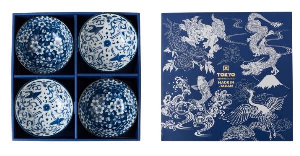 Tokyo Design Studio Sakura Bowl Set 4pc 15cm - Blue