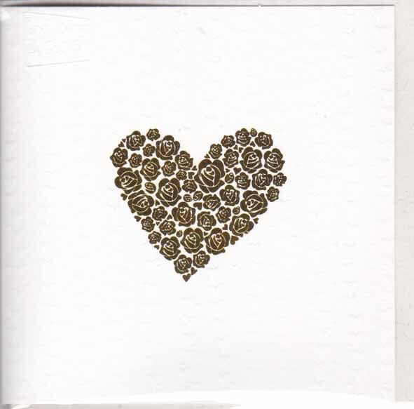 Card - Gold Flowers Heart Cards & Wrapping The Cooks Kitchen 
