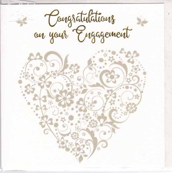 Card - Engagement Embossed Heart Cards & Wrapping The Cooks Kitchen 