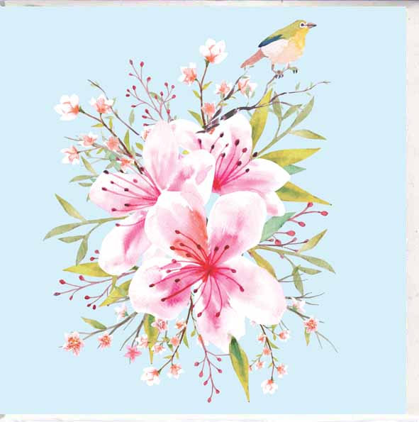 Card - Flowers & Bird