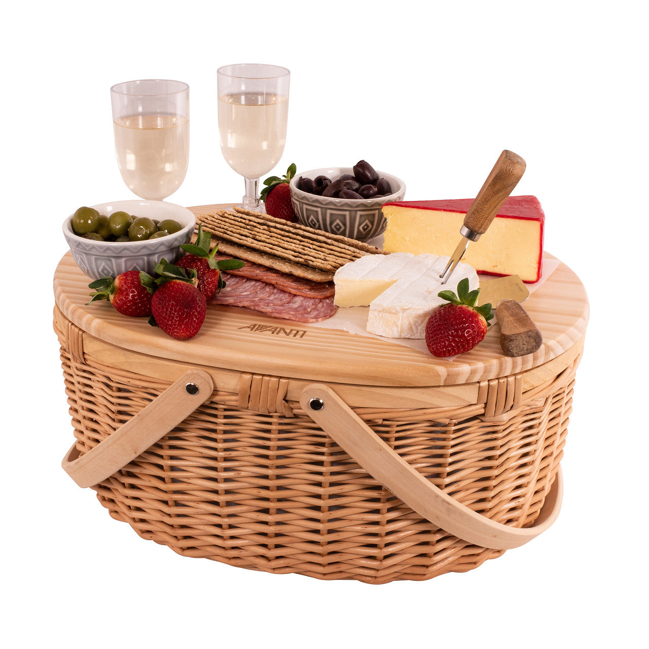 Avanti 2 Person Pine Top Insualted Picnic Basket - Flora