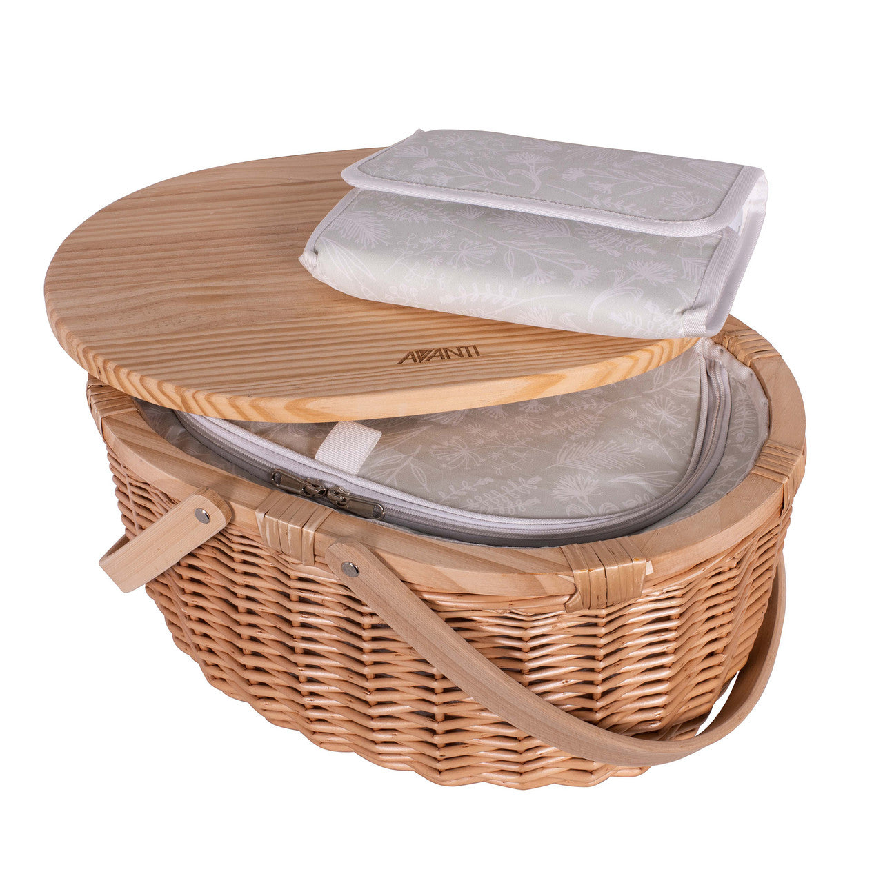 Avanti 2 Person Pine Top Insualted Picnic Basket - Flora