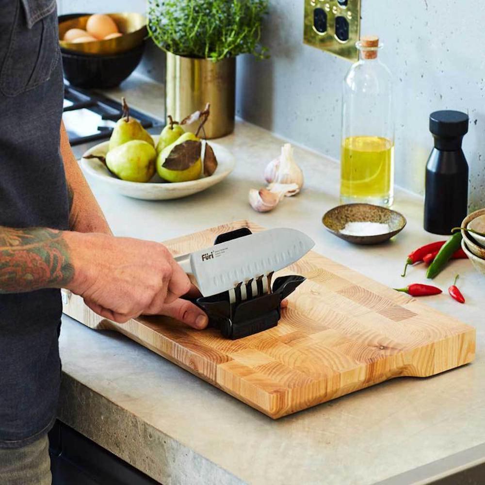 Furi Pro East/west Santoku And Diamond Finger Sharpener 3pc