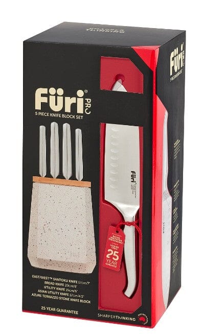 Furi Stone Knife Block Set 5pc Azure Terrazzo Knife Sets The Cooks Kitchen 