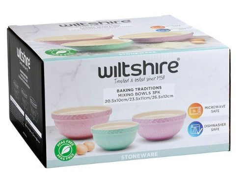 Wiltshire Baking Traditions Mixing Bowl Pastel Multicoloured 3 Pack