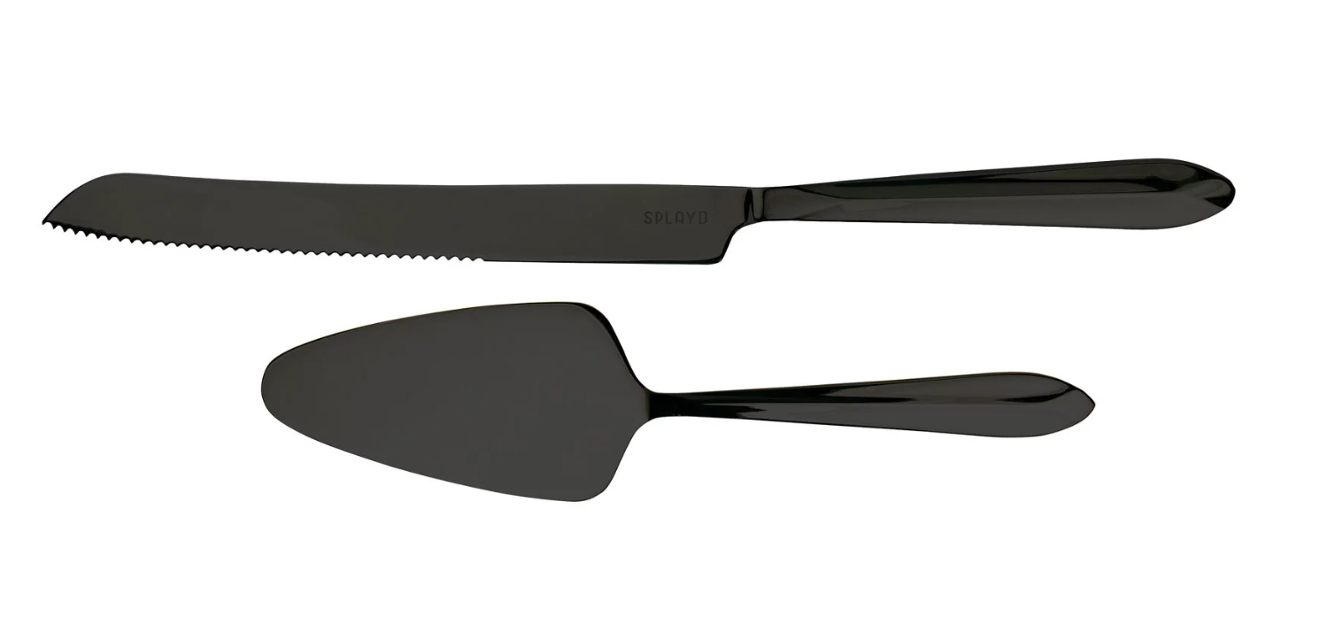 Splayd Black Cake Knife & Cake Server Set 2 Piece