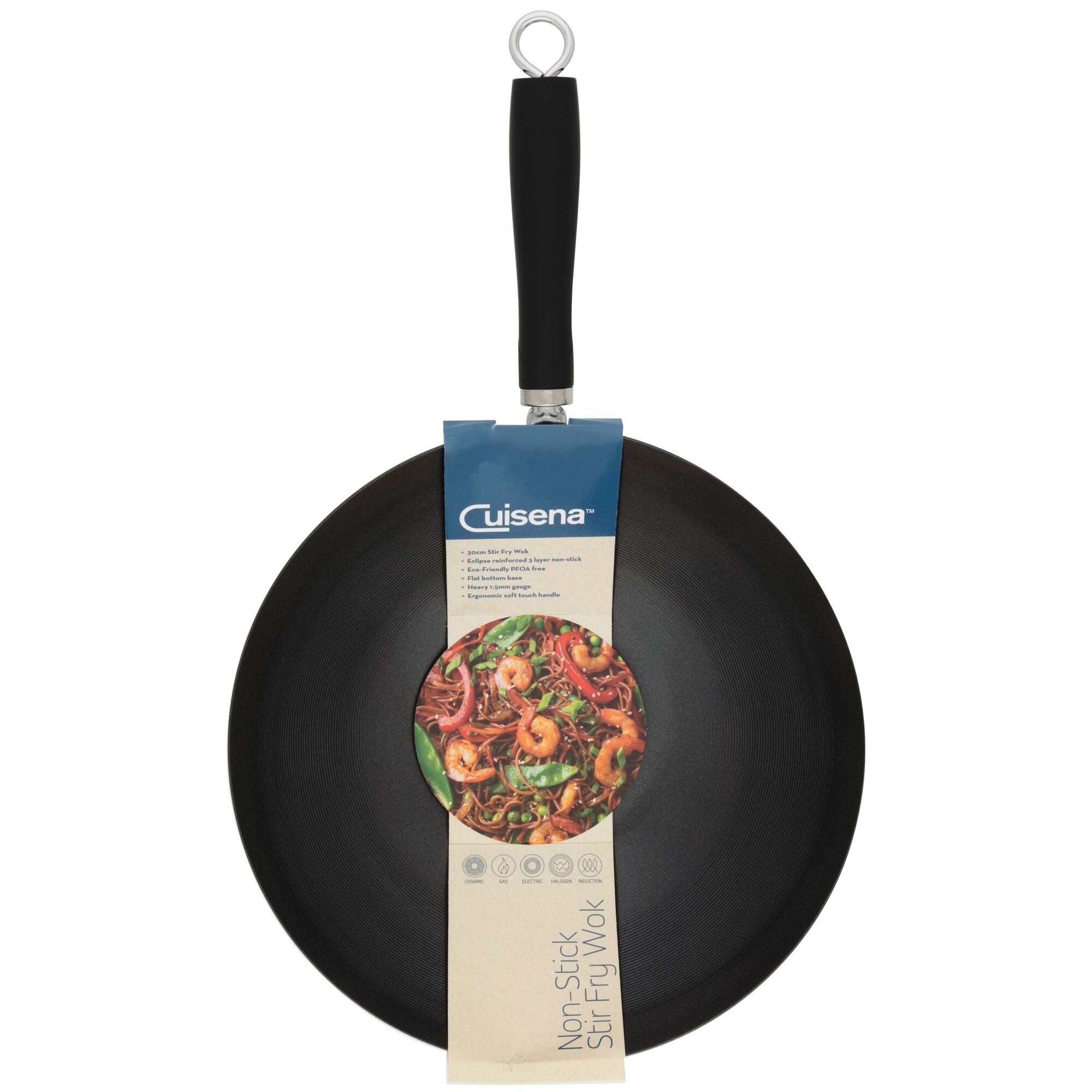 Non-stick Stir Fry Wok Black Handle 30cm Woks & Stirfrys The Cooks Kitchen Mandurah 