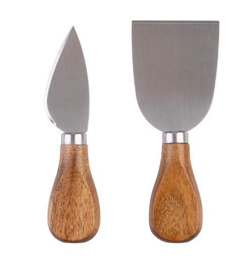 Alfresco Lane 3pc Round Acacia Wood Cheese Paddle With Knives