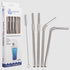 "turtleneck" Stainless Steel Flexible Straws Set Of 4 With Brush
