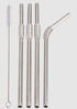 "turtleneck" Stainless Steel Flexible Straws Set Of 4 With Brush Straws & Cutlery The Cooks Kitchen 