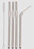 "turtleneck" Stainless Steel Flexible Straws Set Of 4 With Brush