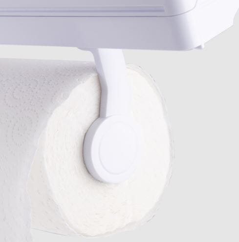 Wall Mount Kitchen Roll Dispenser - White Food Wrap Storage The Cooks Kitchen 