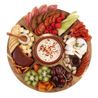 Alfresco Lane Acacia Wood 5 Compartment Round Grazing Platter