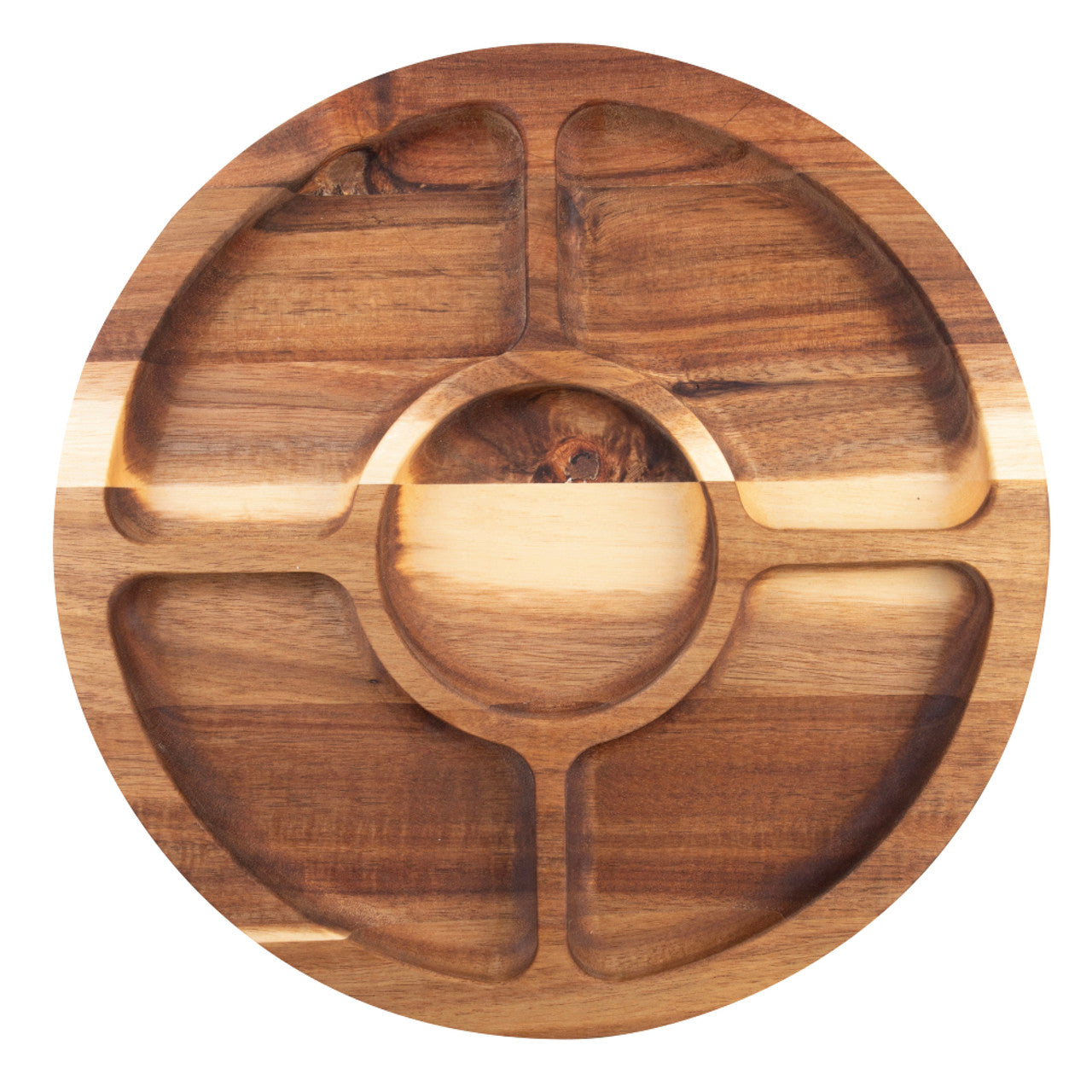 Alfresco Lane Acacia Wood 5 Compartment Round Grazing Platter