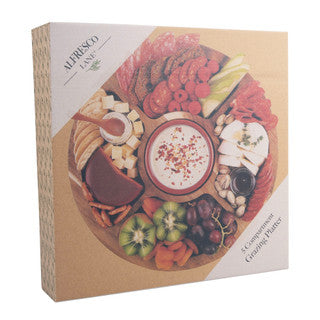 Alfresco Lane Acacia Wood 5 Compartment Round Grazing Platter