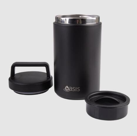 Oasis Stainless Steel Double Wall Insulated Food Flask With Handle 700ml - Black Food Jars & Flasks The Cooks Kitchen 