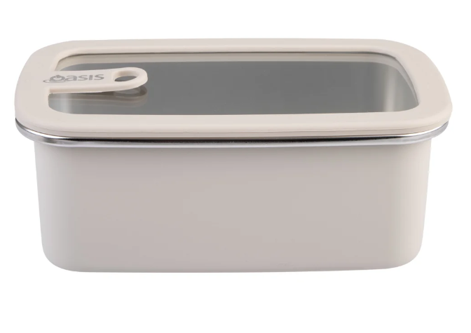 Oasis Microwave Safe Rectangular Stainless Steel Container 1.1l Oat