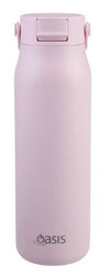 Oasis Ceramic Lined Stainless Steel Double Walled Insulated 'sorrento' Sipper Bottle 900ml - Pink Lemonade