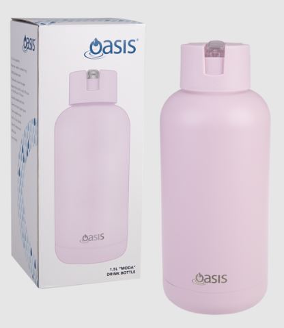 Oasis "moda" Ceramic Lined Stainless Steel Triple Wall Insulated Drink Bottle 1.5l - Pink Lemonade