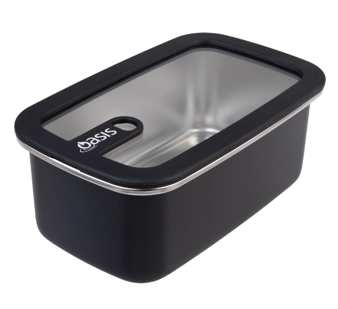 Oasis Microwave Safe Rectangular Stainless Steel Container 1.1l Black
