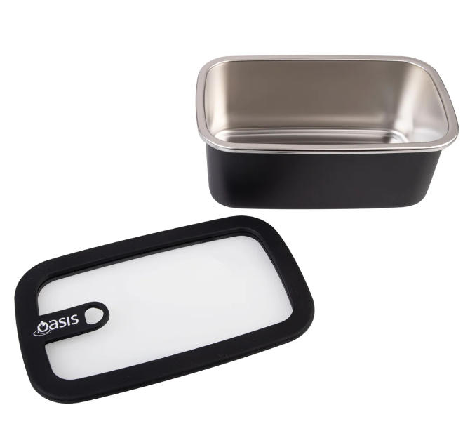 Oasis Microwave Safe Rectangular Stainless Steel Container 1.1l Black