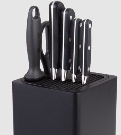 Appetito Square Universal Knife Block - Matte Black