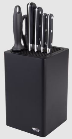 Appetito Square Universal Knife Block - Matte Black