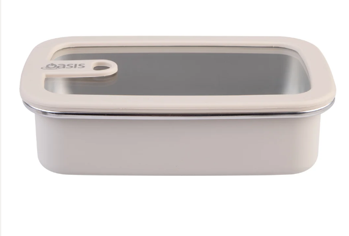 Oasis Microwave Safe Rectangular Stainless Steel Container 700ml Oat