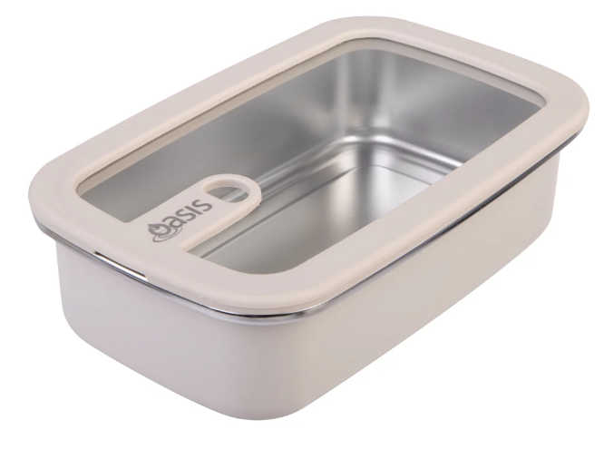 Oasis Microwave Safe Rectangular Stainless Steel Container 700ml Oat