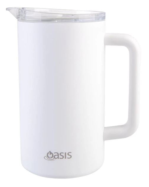 Oasis Ceramic Lined Stainless Steel Triple Wall Insulated Water Pitcher 1.5l - White