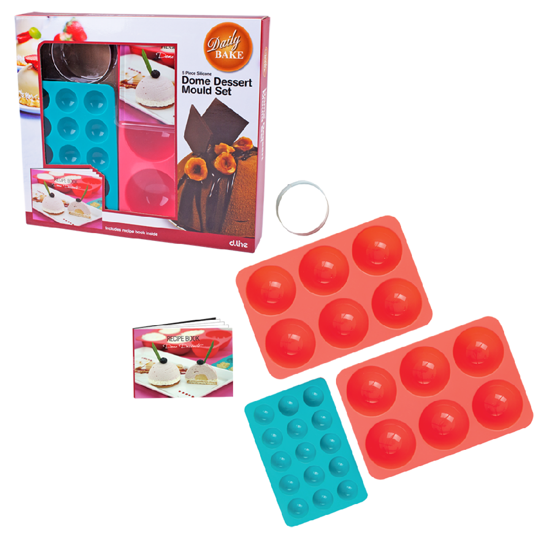 Daily Bake 5pce Silicone Dome Dessert Mould Gift Set