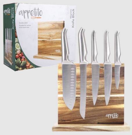 D.line Magnetic Knife Stand Double Sided - Acacia Wood Knife Storage The Cooks Kitchen Mandurah 