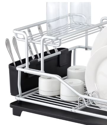 D.line "pinnacle" Aluminium 2 Tier Dish Rack With Draining Board 52x37.5x27cm