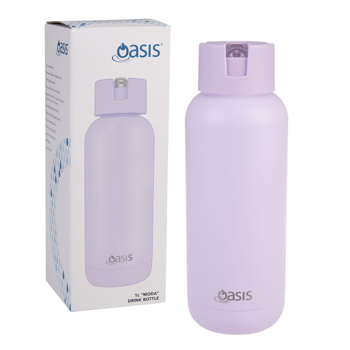 Oasis "moda" Ceramic Lined S/s Triple Wall Insulated Drink Bottle 1l - Orchid Drink Bottles The Cooks Kitchen 