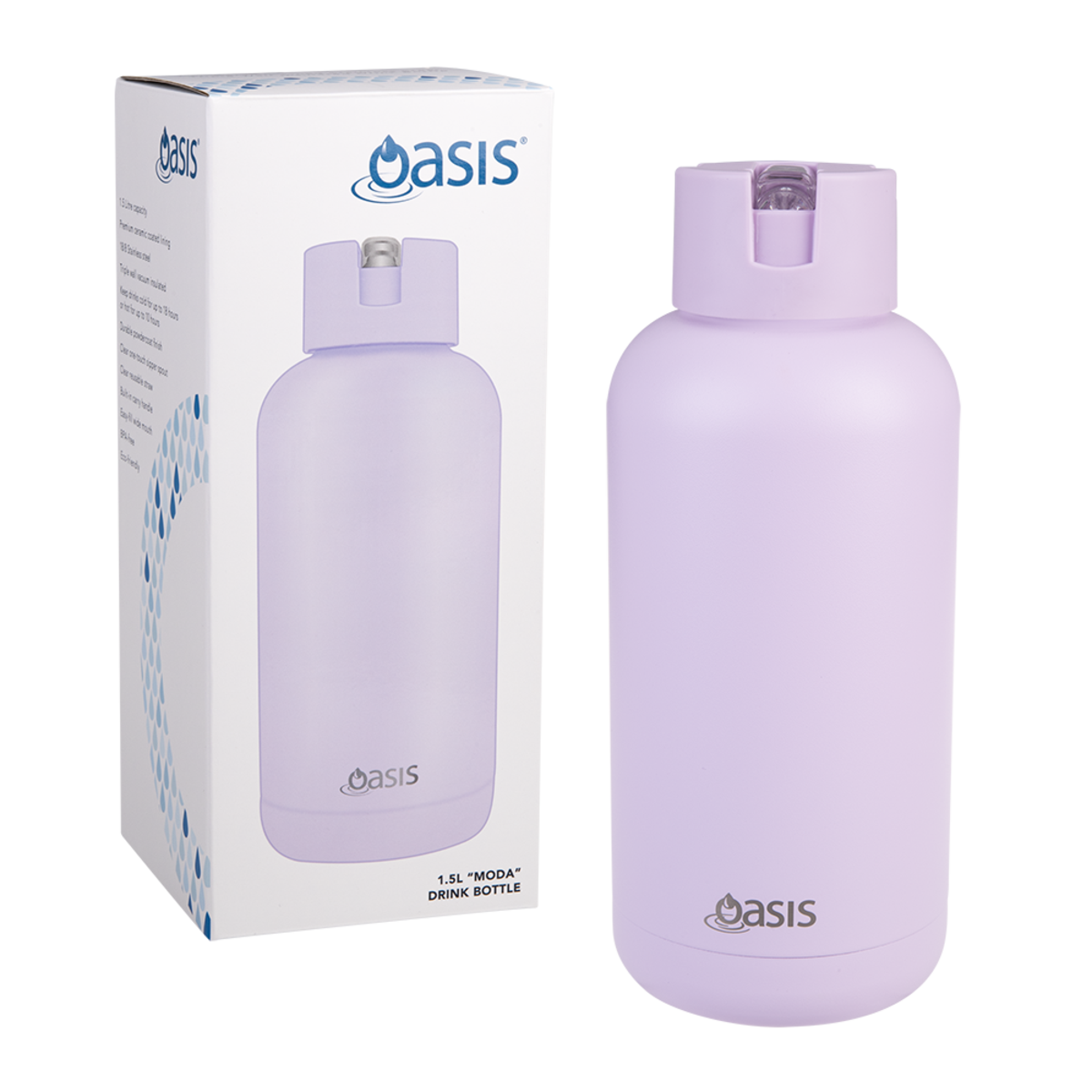 Oasis "moda" Ceramic Lined Stainless Steel Triple Wall Insulated Drink Bottle 1.5l - Orchid