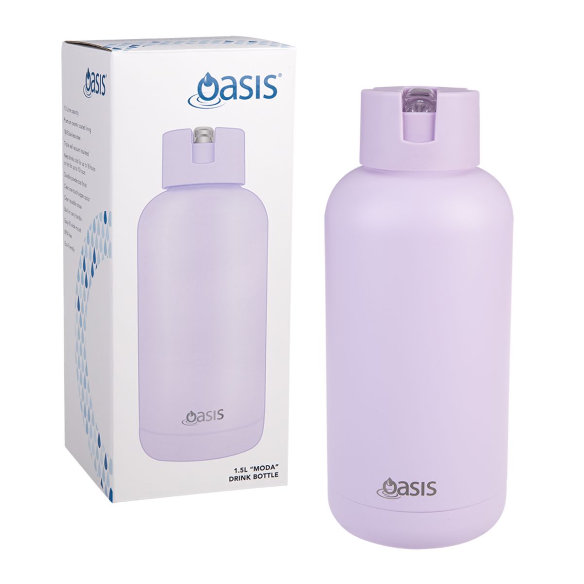 Oasis "moda" Ceramic Lined Stainless Steel Triple Wall Insulated Drink Bottle 1.5l - Orchid Insulated Bottles The Cooks Kitchen 