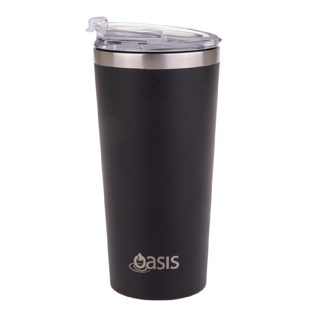 Oasis S/s Double Wall Insulated 'travel Mug' 480ml - Matte Black