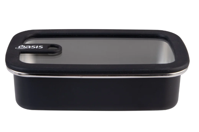 Oasis Microwave Safe Rectangular Stainless Steel Container 700ml Black