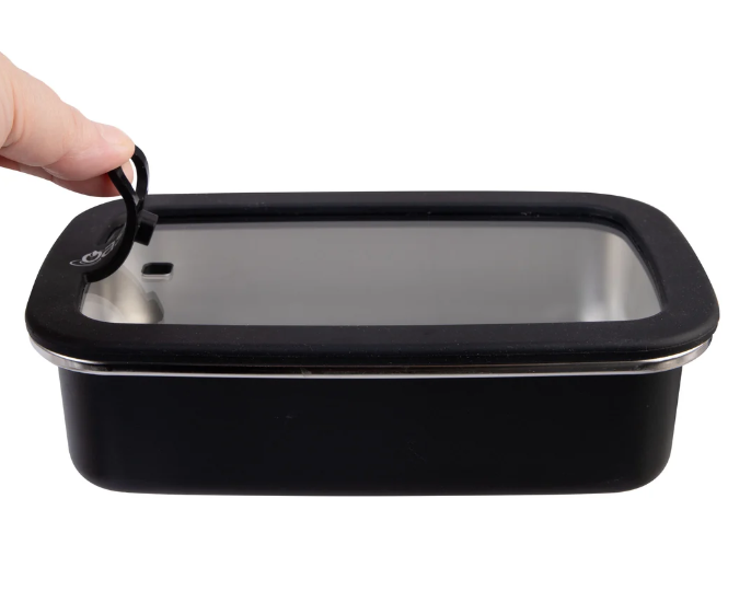 Oasis Microwave Safe Rectangular Stainless Steel Container 700ml Black
