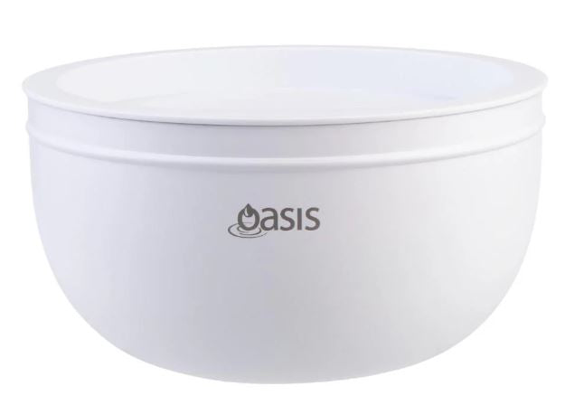 Oasis Stainless Steel Double Wall Salad Bowl With Lid 2.8l - White