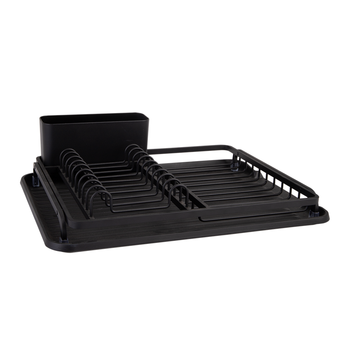D.line Aluminium Dish Rack W/ Draining Board - Black