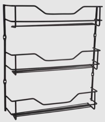 Black 3 Tier Spice Rack - 18 Bottle Capacity