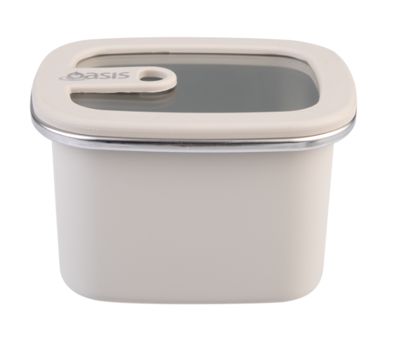 Oasis Microwave Safe Rectangular Stainless Steel Container 500ml Oat