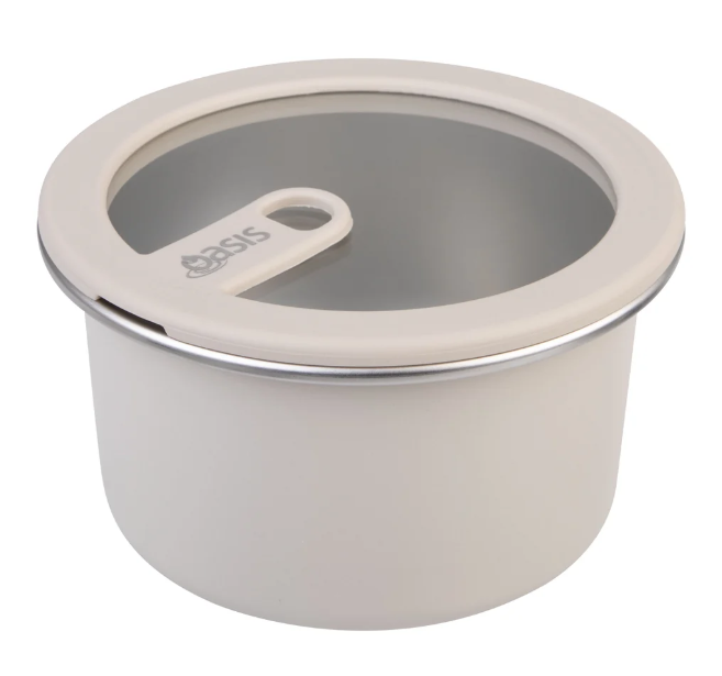 Oasis Microwave Safe Round Stainless Steel Container 600ml Oat