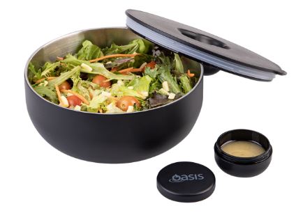 Oasis Stainless Steel Double Wall Insulated Fresh 'n' Go Lunch Bowl 950ml - Black