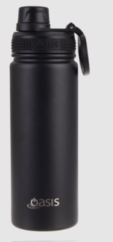 Oasis S/s Double Wall Insulated 'challenger' Sports Bottle W/ Screw Cap 550ml - Black