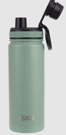 Oasis Stainless Steel Double Wall Insulated "challenger" Sports Bottle W/ Screw Cap 550ml - Sage Green Drink Bottles The Cooks Kitchen Mandurah 