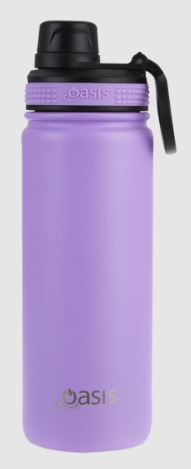 Oasis S/s Double Wall Insulated 'challenger' Sports Bottle W/ Screw Cap 550ml - Lavender