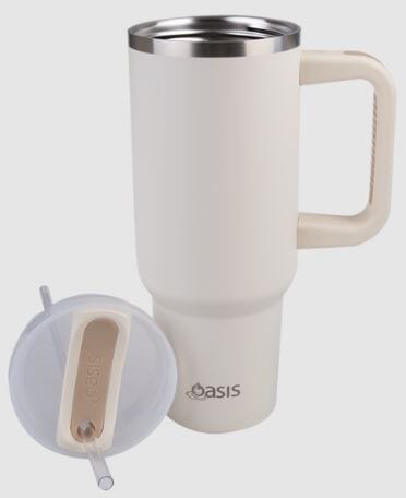 Oasis Commuter Travel Tumbler - Stainless Steel Double Wall Insulated - Alabaster Insulated Bottles The Cooks Kitchen 